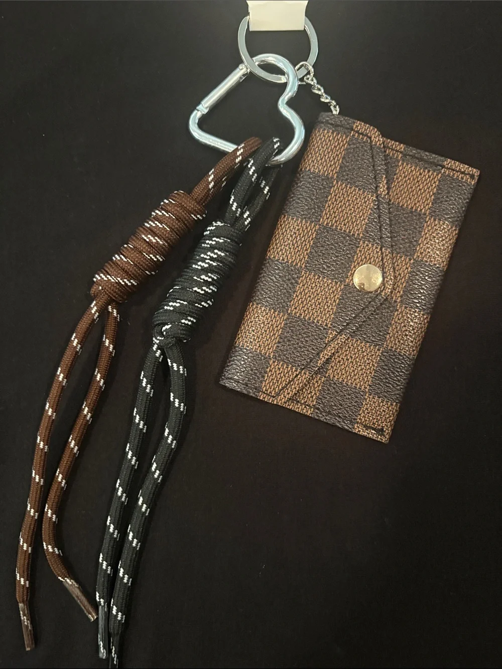 Yolanda Jewelry Fashion Brown Check Card Holder Keychain